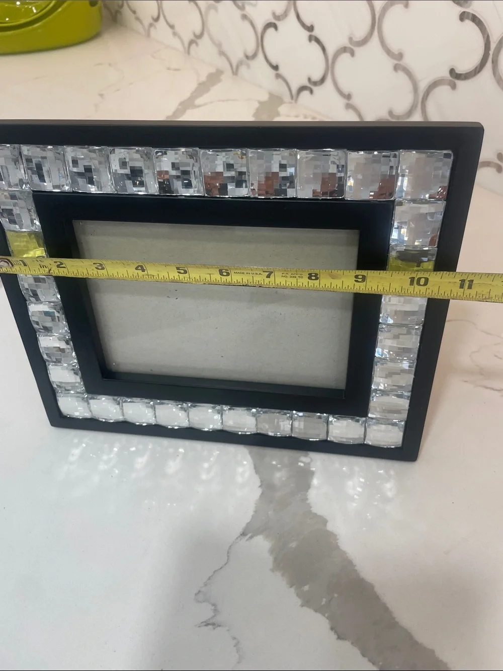 Black Picture Frame with Faceted Crystal Accent